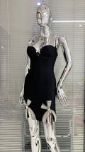 Light Luxury Exquisite Bead Rhinestone Bow Bandage Suspender Dress Women Socialite Party Banquet Stage Performance Gown Vestidos
