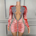 Women's Luxury Rhinestone Glam Low-cut Hip-hugging Black Velvet Dress Fashion Party Performance Gown Robe Femme Chic Et Élégante