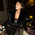 Elegant Faux Fur Coats Women's Warm Puffy Slim Long-Sleeve Collared Cardigan Winter Fashion High-Street Women Outwear