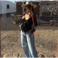 Sexy Lace Up Ruffles Vest Women See Through Hollow Out Slash Neck Solid Tops 2026 Spring Summer Chic Streetwear Clothes Lady
