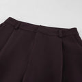 Solid Office Suit for Women Deep V Neck Long Sleeve Spliced Single Button Blazer Wide Trousers Two Piece Set Female