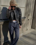 Women's Jacket New Vintage Imitation Leather Bomber Jacket Coat Top Women's Style