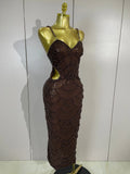 Elegance Pearl Beading Sequins Sleeveless Sexy Strap Bodycon Long Dress Women Celebrate Evening Party Birthday Outfit Vestido