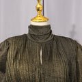 Solid Spliced Belt Slim Pleated Dresses For Women Turtleneck Long Sleeve High Waist Temperament Long Dress Female Clothes