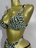 Sexy Swimwear Fashion Bar Blingbling Bikini Sparkly Crystal Bikini Two Piece Set Bathingsuit Bikini Nightclub Stage Show Outfit