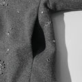 Solid Spliced Diamonds Loose Jackets for Women Stand Neck Long Sleeve Patchwork Pockets Coat Female New