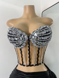 High Quality Women's Outfit Stage Performance Singer Dancer Costume Sexy Crop Top Skirt Two Pieces Sets Luxury Diamonds Dress