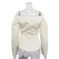 White Off-Shoulder Cardigan Women's Fashion Lace-Up Backless Sexy Shirt Top Elegant Luxury Party Chic Slim Female Top