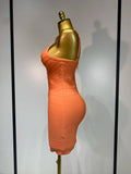 Women Sexy Backless Pink Orange Bodycon Mini Bandage Dress Simple Elegant Evening Party Luxury Birthday Nightclub Prom Dress