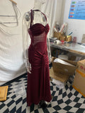 Sexy Sheer Mesh Fishtail Dress for Women Halter Sleeveless High Waist Patchwork Bandage Temperament Dresses Female