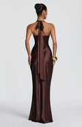 Elegant Satin Corset Long Dresses Luxury Women's Halter Backless Maxi Dress Evening Wedding Guest Party Prom Gown Brown Red 2026