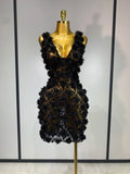 Women Luxury Pink Flowers Pearls Lace See Through Bodycon Mini Dress Birthday Photoshoot Evening Party Nightclub Stage Costume