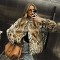 Vintage Stylish Loepard Faux Fur Coat Women Winter Chic Iconic Ins Blogger Brand Fashion Fox Fur Jacket Streetwear