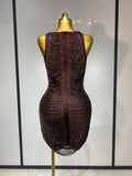 Women Sexy O Neck Sleeveless Gradient Tassel Mini Bodycon Bandage Dress Celebrity Elegant Evening Club Party Cocktail Dress