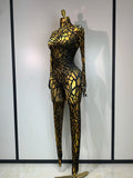 Women Sexy Black Rhinestone Stretch Bodycon Jumpsuit Club Evening Party Birthday Wear Singer Dancer Stage Perform Costume