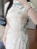 Olive Girl Red Embroidered Qipao for Garden Wedding 2026 Fairycore Photoshoot Everyday Wear S-XXL XS-3XL Plus Size Hand Embroidered Dramatic Silhouette Romantic Garden Party Editorial Not Costume Chinese Heritage Fashion Women