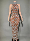 Festival Shiny Rhinestones Party Dress Birthday Luxury Costume Fancy Brilliant Dancer Wedding Impressive Evening Dress