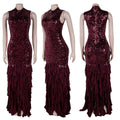 Sexy Sparkly Sequin Patchwork Bodycon Dresses for Woman Ruffle Tassel Dress Female Party Clubwear Long Birthday Outfits
