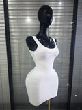 Winered White Women Sleeveless Sexy O-Neck Bodycon Mini Bandage Dress Birthday Party Celebrate Evening Clothing