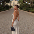 White Lace Hollow Out Halter Long Dress Women Sexy Sleeveless Off Shoulder Slim Maxi Dresses 2026 Lady Holiday Beach Vestidos