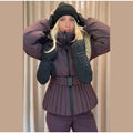 Ski Parkas Coat Jacket Women Zipper Belts Thicken 2025 Winter Skiing Cotton Lapel Snow Female Skiwear Outdoor Street Outwear Top