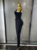 High Quality Women Sleeveless Sexy V-Neck Bodycon Bandage Long Jumpsuit Fashion Celebrate Evening Party Birthday Wear