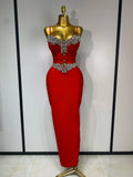 Women Celebrity Sexy Sleeveless Diamonds Maxi Long Bandage Bodycon Dress 2025 Elegant Evening Club Party Birthday Outfit