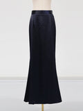 Elegant Women'S Set With Woolen Top And Satin Long Skirt Suit Two Piece Set With Female Outfit Style 2025