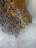 Luxury Women Sexy Sparkly Rhinestone Sleeveless Mesh See Through Bodycon Mini Birthday Dress Evening Party Performance Costume
