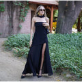 Brown Glitter Chiffon Tiered Maxi Dress Elegant One Shoulder Square Neck Flowy dresses 2026 Summer Formal Wedding  Party gowns