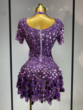 Sparkly Sequins Luxury Birthday Party Gown Short Dress Dancer Stage Performance Wear Women Sexy Nightclub Dress Festival Outfit