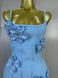 Elegant Chic 3D Beaded Flower Spaghetti Strap Short Bodycon Bandage Dress Luxury Party Prom Gown Birthday Wedding Guest Dresses