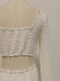 White Spliced Fungus Two Piece Set Female V Neck Long Sleeve Vest Beach Vacation Women's Skirt Sets Summer Fashion