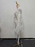 Solid Losoe Spliced Sheer Fashion Bloues for Women V Neck Long Sleeves Patchwork Lace Elegant Top Female Clothing