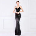 Women Spaghetti Strap Party Maxi Dress Sexy V Neck Evening Green Sequin Dress Elegant Long Prom Dress Vestido Longo