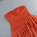 Solid Spliced Ruffles Elegant Dresses For Women Strapless High Wasit Backless Loose Dress Female Fashion