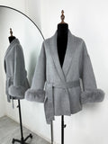 Fox Fur Woolen Coats Women's Short Coat Office Lady Removable Elegant Double-sided Wool Overcoat 2026 New Cardigan Jacket