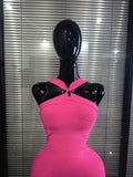 Rosered Black Women Sexy Halter Off the Shoulder Bodycon Mini Bandage Dress Nightclub Party Celebrate Birthday Cocktail Outfit