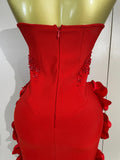 Elegant Cute Pearl Beaded Flower Sexy Strapless Bodycon Mini Bandage Dress Celebrate Eveing Party Birthday Cocktail Wedding Wear