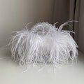 Pearl Bead Bag With Feather Fur Designer Brand Clear Acrylic Crystal Stone Box Tote Handbag Women Handmade Party Purse