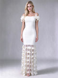 Luxury Flower Lace-Edged 3D Decoration Sleeveless Bodycon Maxi Dress Sleeveless High Waist Birthday Evening Party Cocktail Gowns