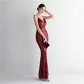 Women Strap Party Maxi Dress Sexy V Neck Evening Dress Celebrity Purple Sequin Dress Long Prom Formal Occasion  Dress