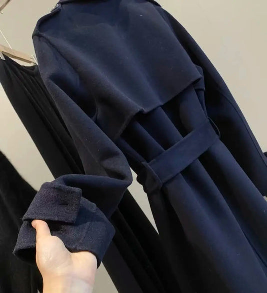 Original Women's New Style Wool Blend Woolen Coat with Belt, Double-sided Fleece Long Woolen Coat