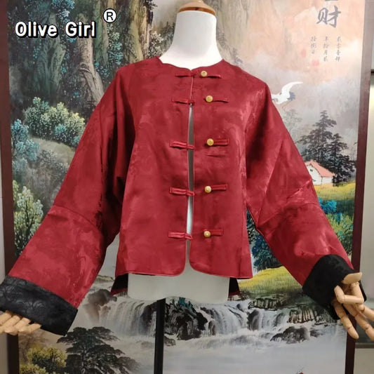 Olive Girl Red Embroidered Embroidered Jacket Ren Faire Season 2026 Garden Wedding Fairycore Photoshoot Everyday Wear Dramatic Enchanted M-2XL XS-3XL Plus Size Costume Alternative Authentic