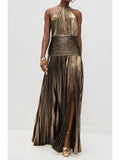 Sleeveless Backless Dress with Sash Neck Hanging Split Design Formal Gown Women's Fashion Spring Summer Autumn Winter Dress