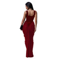 Women Velvet Stacked Ruched Sleeveless Bodycon Long Maxi Dresses 2026 Fall Party Trendy Birthday Evening Dress Vestidos