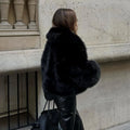 Street Fashion Shawl Collar Faux Fox Fur Coat Women 2024 Winter Cool Girls Black Short Fur Jacket Vintage Chic Overcoat