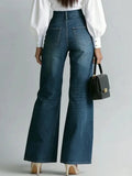 Women Denim Jeans High Waist Wide Leg Double Zipper Spliced Split Hem Vintage Streetwear Chic Autumn 2026 New