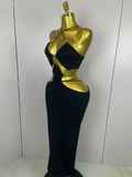 Women Sexy Halter Hollow Out Sleeveless Black Red Bodycon Long Bandage Dress Celebate Prom Elegant Luxury Birthday Club Dress