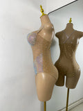 Luxury Women Sexy New Design Sparkly Rhinestones Spandex Bodysuit Party Nightclub Outfit Performance Costume Stage Wear